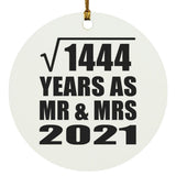 38th Anniversary Square Root of 1444 Years As Mr & Mrs 2021 - Circle Ornament