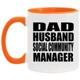 Dad Husband Social Community Manager - 11oz Accent Mug Orange
