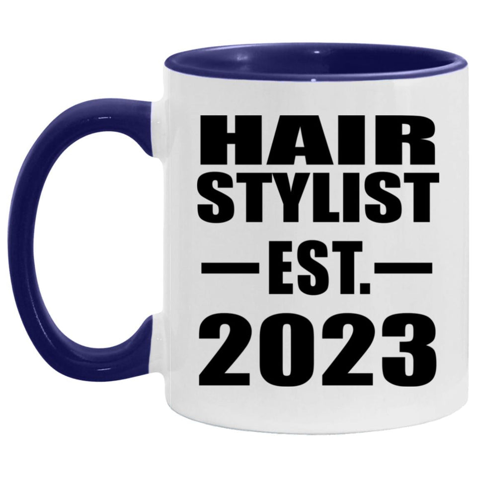 Hair Stylist Established Est. 2023 - 11oz Accent Mug Purple