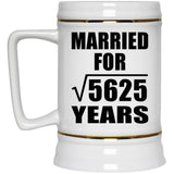 75th Anniversary Married For Square Root of 5625 Years - Beer Stein