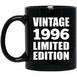 28th Birthday Vintage 1996 Limited Edition - 11oz Coffee Mug Black