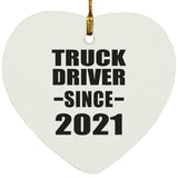 Truck Driver Since 2021 - Heart Ornament