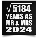 72nd Anniversary Square Root of 5184 Years As Mr & Mrs 2024 - Poster Square