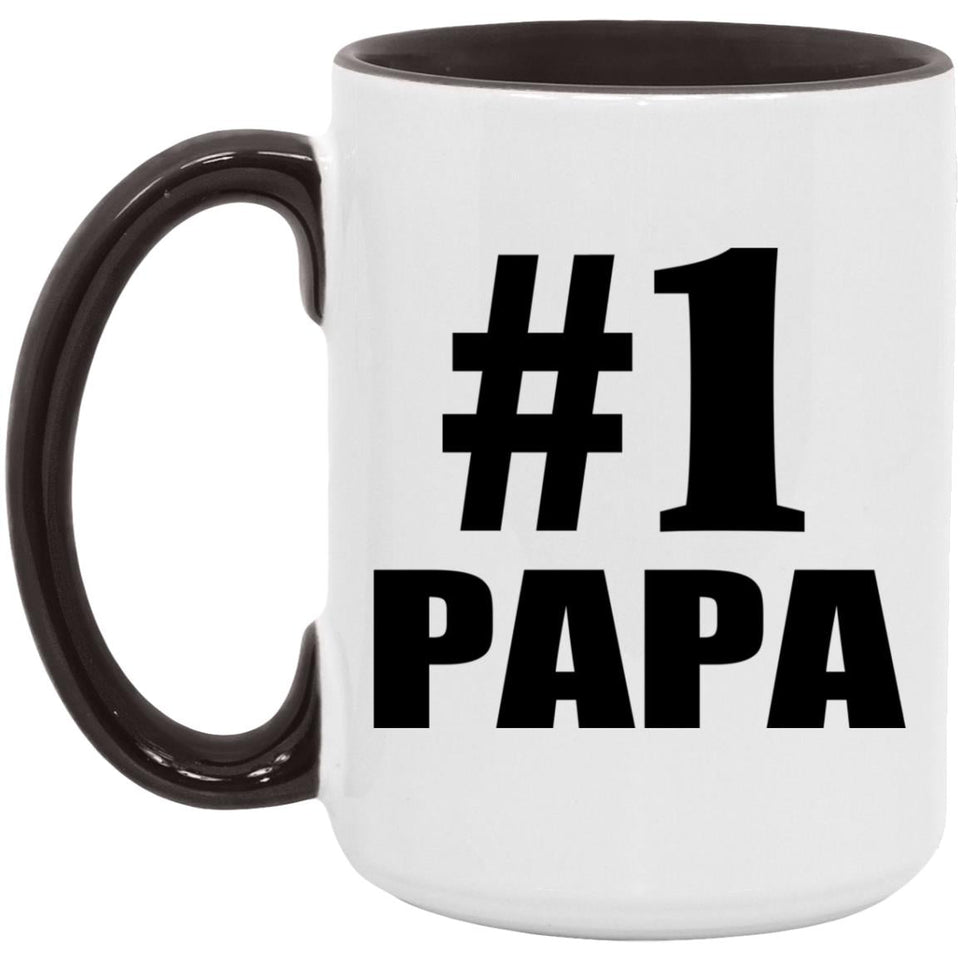 Number One #1 Papa - 15oz Accent Mug Black