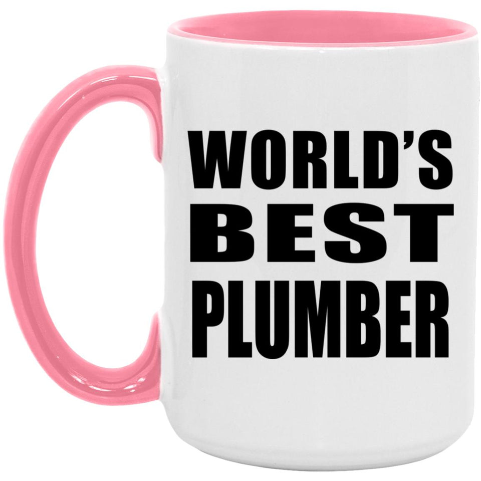 World's Best Plumber - 15oz Accent Mug Pink