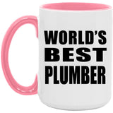 World's Best Plumber - 15oz Accent Mug Pink