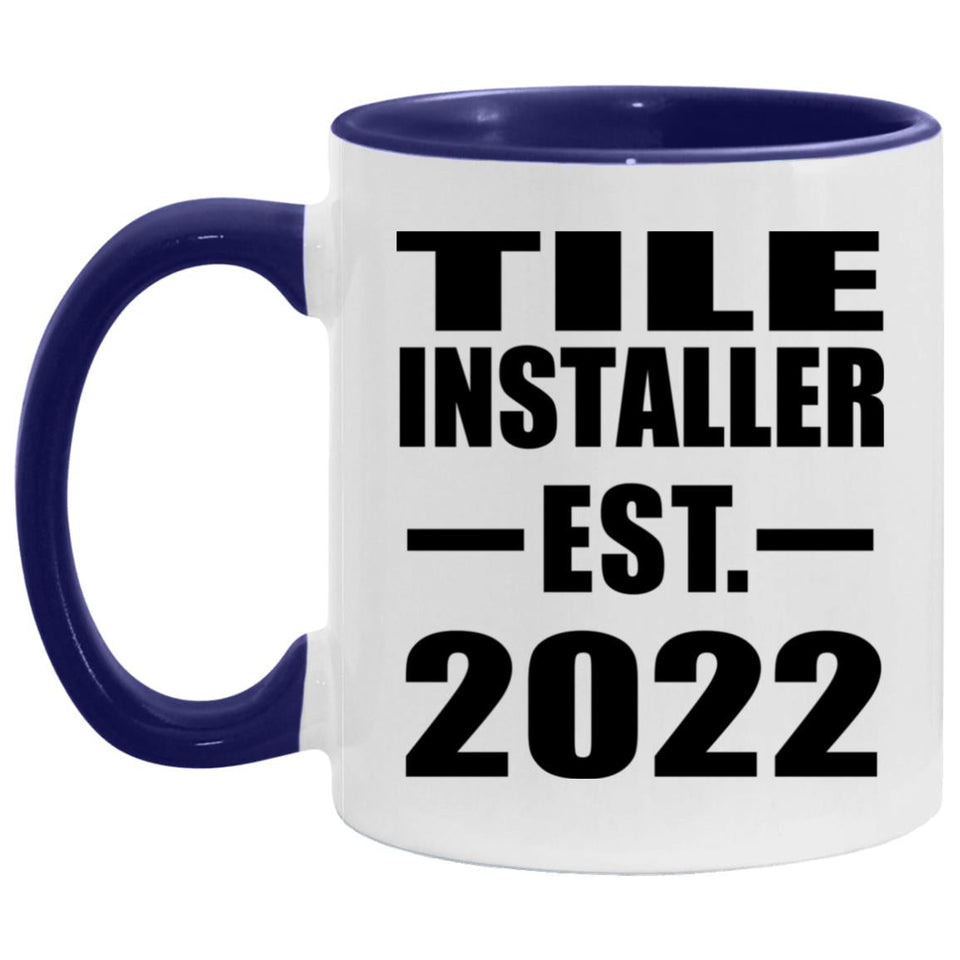 Tile Installer Established Est. 2022 - 11oz Accent Mug Purple