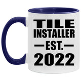 Tile Installer Established Est. 2022 - 11oz Accent Mug Purple
