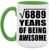 83rd Birthday Square Root of 6889 Years of Being Awesome - 15oz Accent Mug Green