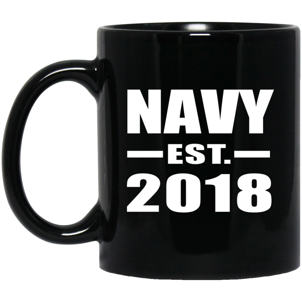 Navy Established EST. 2018 - 11 Oz Coffee Mug Black