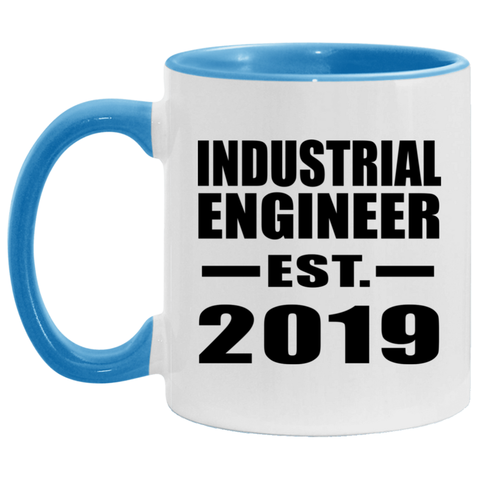 Industrial Engineer Established EST. 2019 - 11oz Accent Mug Blue