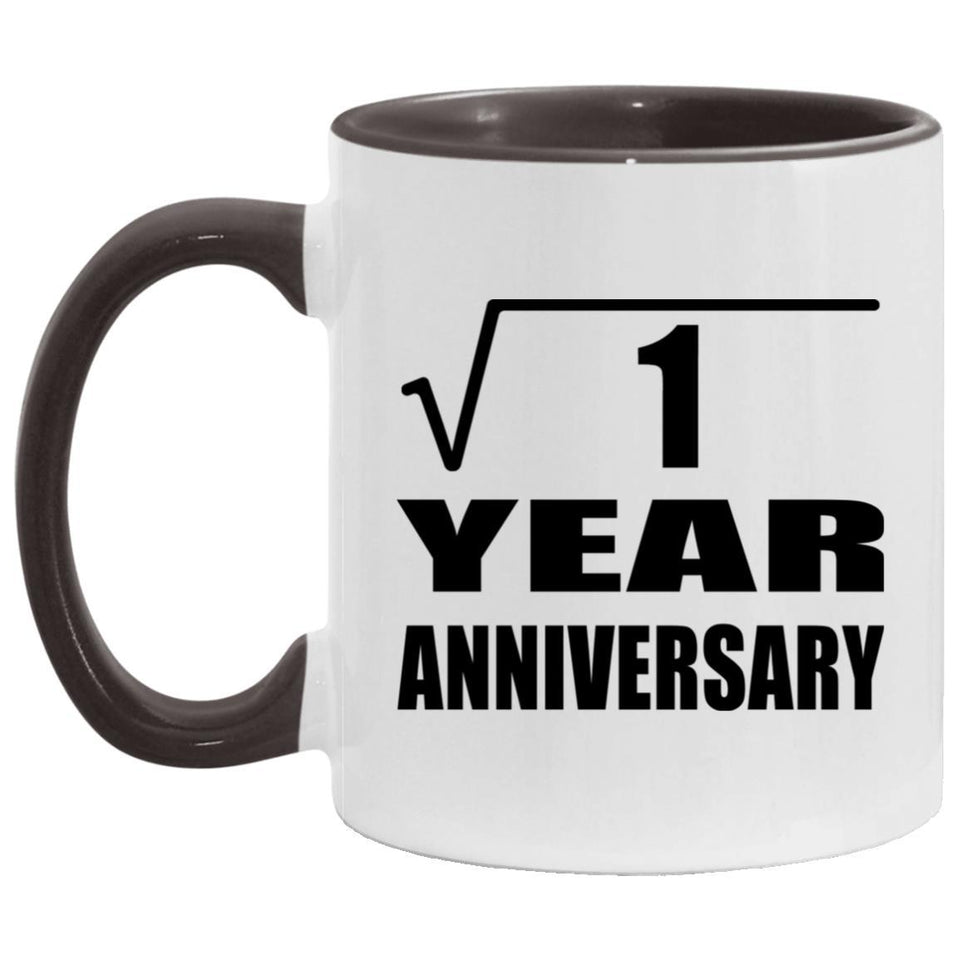 1st Anniversary Square Root of 1 Year Anniversary - 11oz Accent Mug Black
