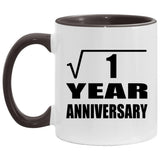 1st Anniversary Square Root of 1 Year Anniversary - 11oz Accent Mug Black
