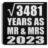 59th Anniversary Square Root of 3481 Years As Mr & Mrs 2023 - Canvas Square