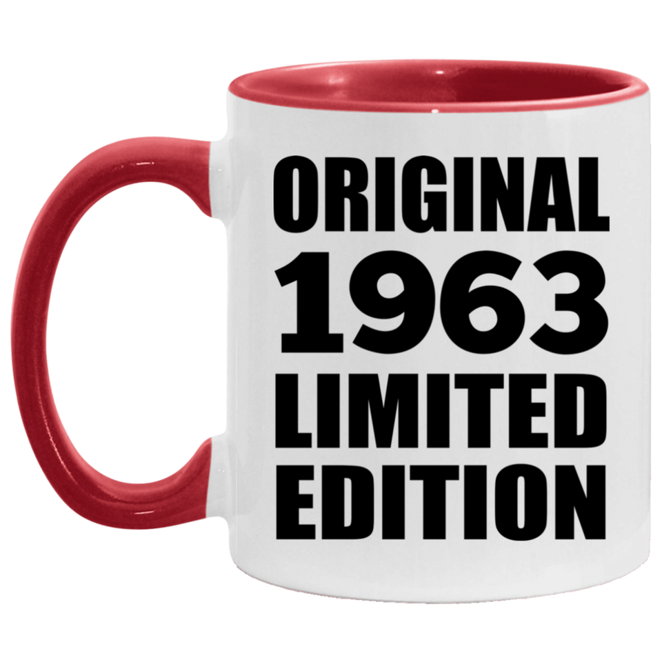 61st Birthday Original 1963 Limited Edition - 11oz Accent Mug Red