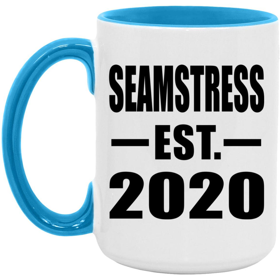 Seamstress Established EST. 2020 - 15oz Accent Mug Blue