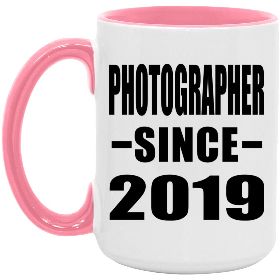 Photographer Since 2019 - 15oz Accent Mug Pink