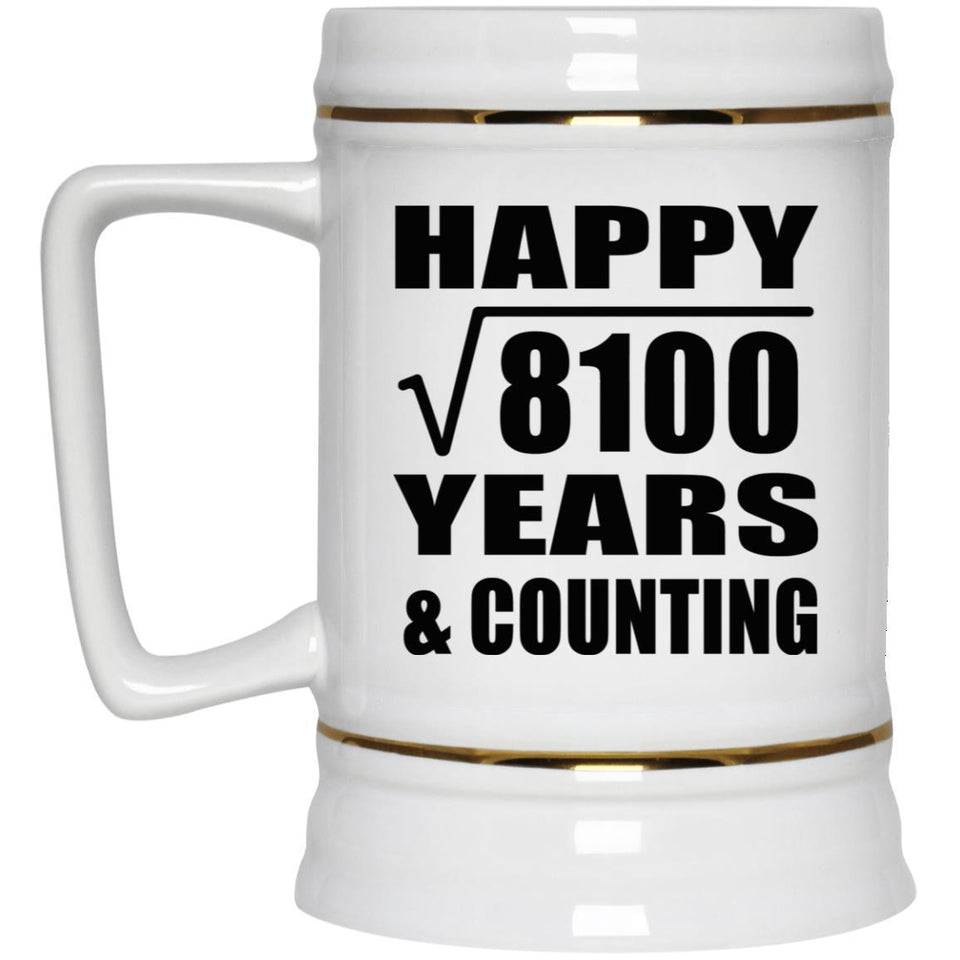 Happy 90th Anniversary Square Root of 8100 Years & Counting - Beer Stein