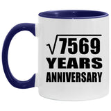 87th Anniversary Square Root of 7569 Years Anniversary - 11oz Accent Mug Purple