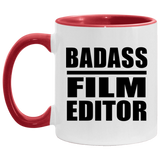 Badass Film Editor - 11oz Accent Mug Red