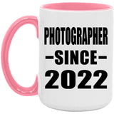 Photographer Since 2022 - 15oz Accent Mug Pink