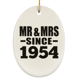70th Anniversary Mr & Mrs Since 1954 - Oval Ornament
