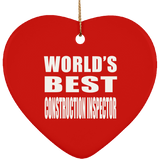 World's Best Construction Inspector - Heart Ornament
