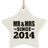 10th Anniversary Mr & Mrs Since 2014 - Star Ornament