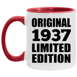 87th Birthday Original 1937 Limited Edition - 11oz Accent Mug Red