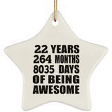 22nd Birthday 22 Years 264 Months 8035 Days Of Awesome - Star Ornament