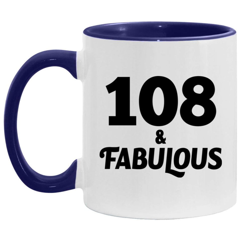 108th Birthday 108 & Fabulous - 11oz Accent Mug Purple