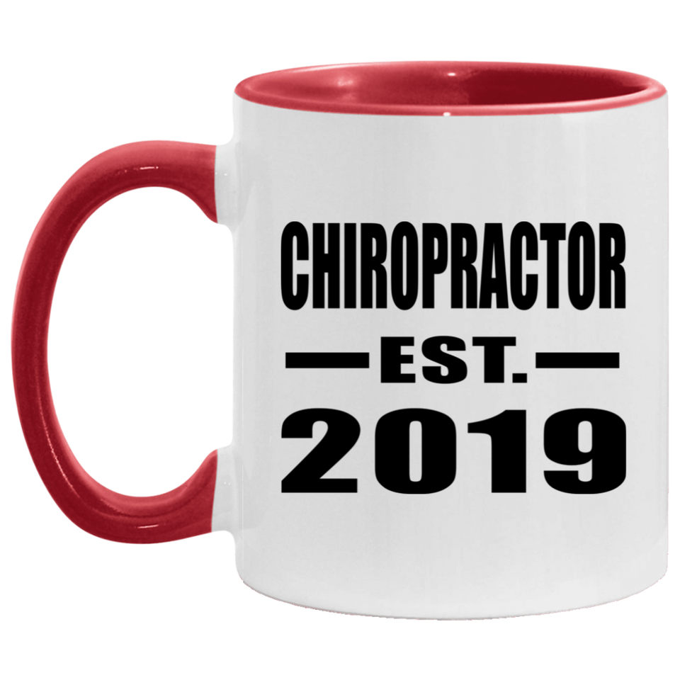 Chiropractor Established EST. 2019 - 11oz Accent Mug Red
