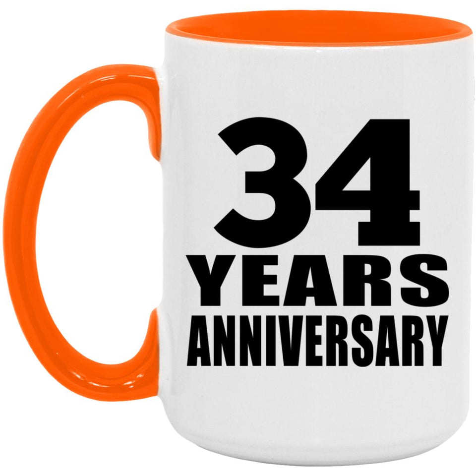 34th Anniversary 34 Years Anniversary - 15oz Accent Mug Orange