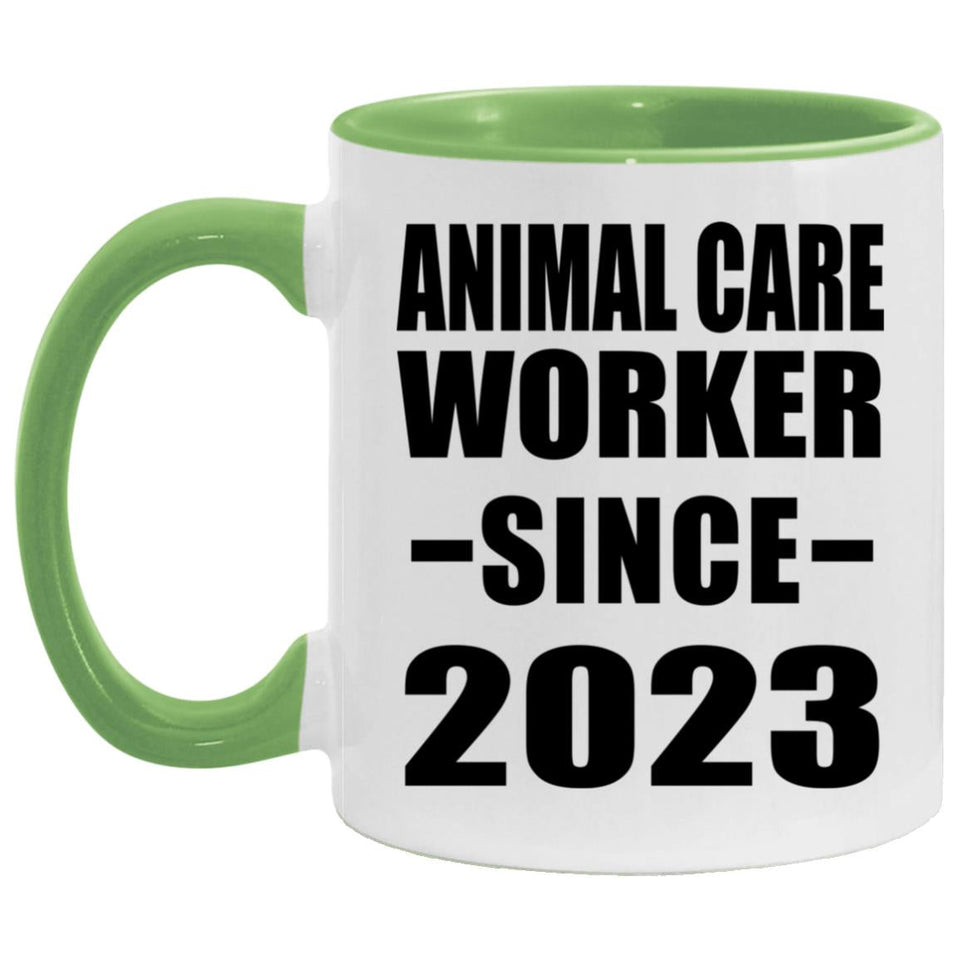 Animal Care Worker Since 2023 - 11oz Accent Mug Green