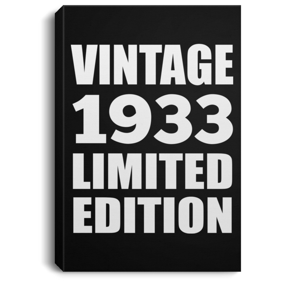 91st Birthday Vintage 1933 Limited Edition - Canvas Portrait