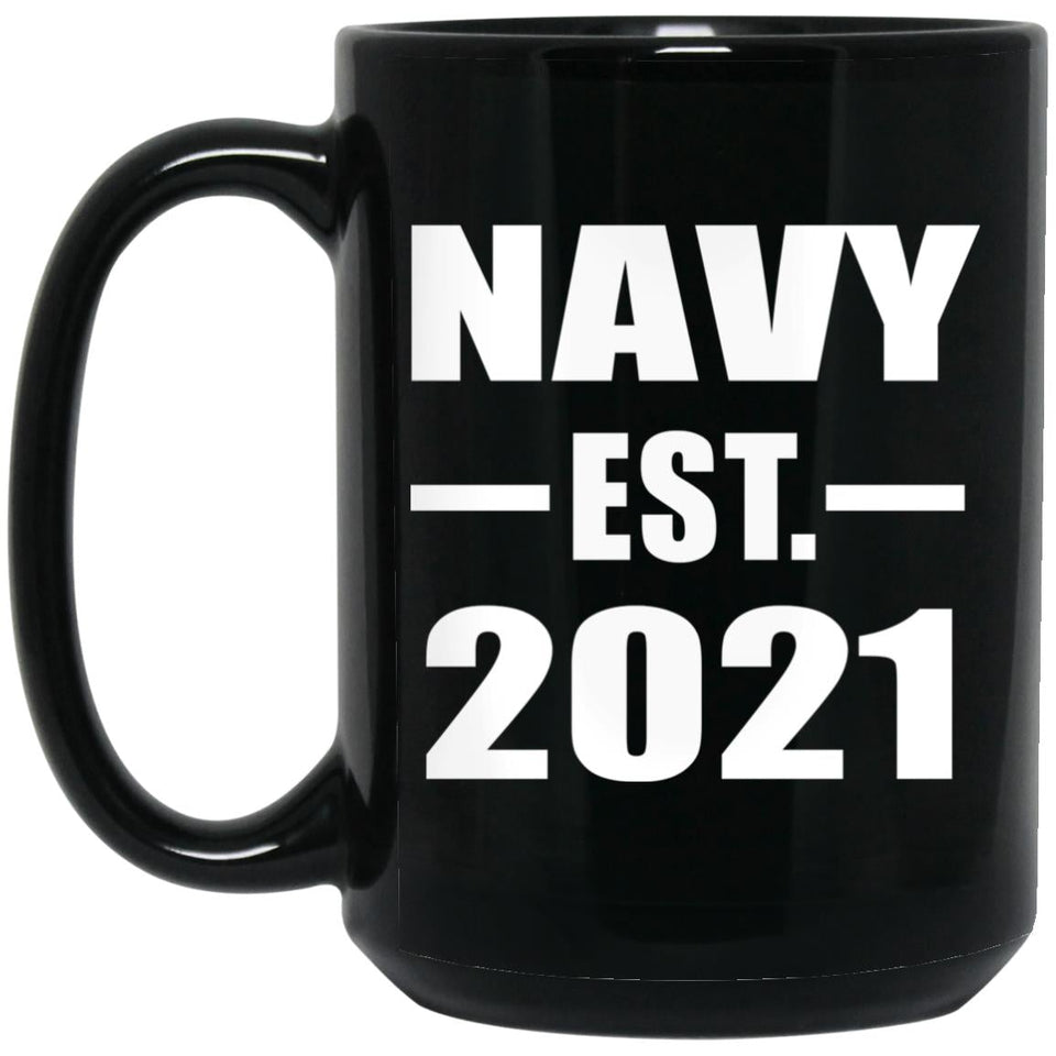 Navy Established EST. 2021 - 15oz Coffee Mug Black