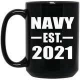 Navy Established EST. 2021 - 15oz Coffee Mug Black