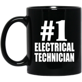 Number One #1 Electrical Technician - 11 Oz Coffee Mug Black