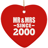 24th Anniversary Mr & Mrs Since 2000 - Heart Ornament