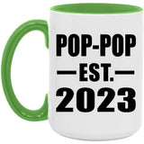 Pop-Pop Established EST. 2023 - 15oz Accent Mug Green