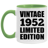 72nd Birthday Vintage 1952 Limited Edition - 11oz Accent Mug Green