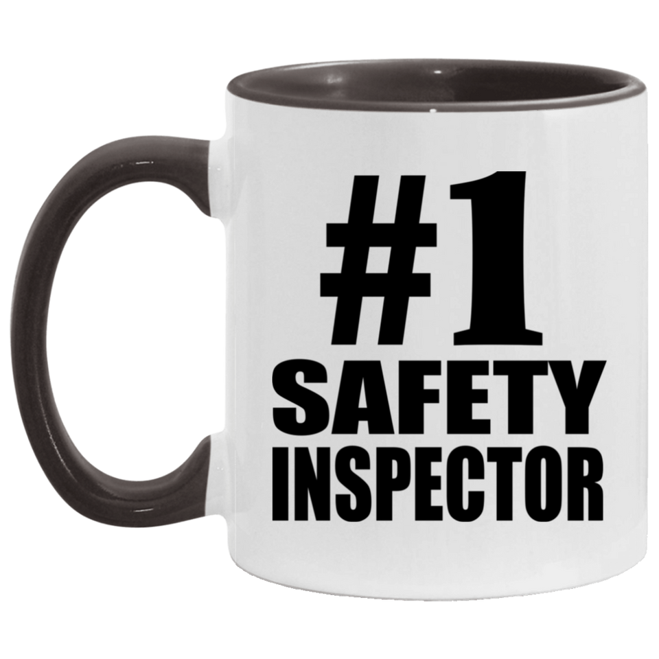 Number One #1 Safety Inspector - 11oz Accent Mug Black