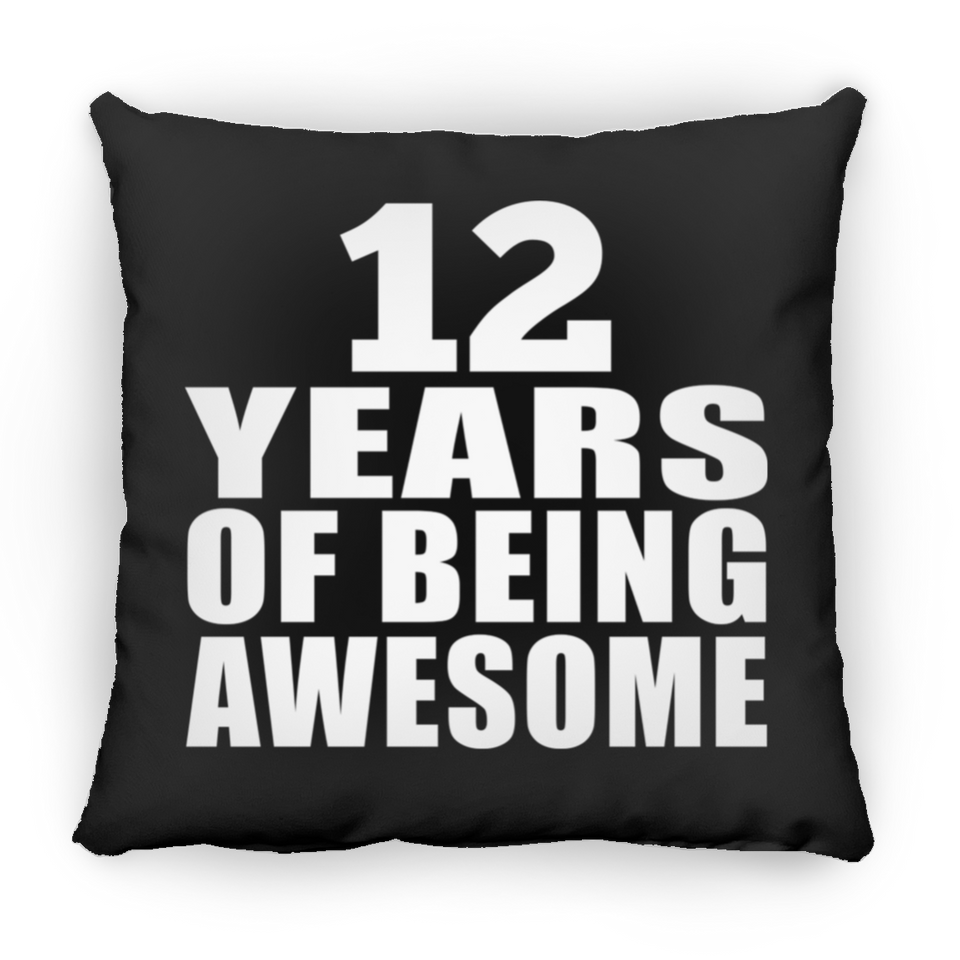 12th Birthday 12 Years Of Being Awesome - Throw Pillow Black