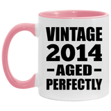 10th Birthday Vintage 2014 Aged Perfectly - 11oz Accent Mug Pink