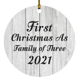 First Christmas As Family Of Three 2021 - Circle Ornament F