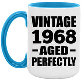 56th Birthday Vintage 1968 Aged Perfectly - 15oz Accent Mug Blue