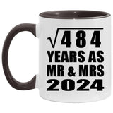 22nd Anniversary Square Root of 484 Years As Mr & Mrs 2024 - 11oz Accent Mug Black