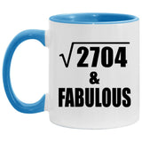 52nd Birthday Square Root of 2704 & Fabulous - 11oz Accent Mug Blue