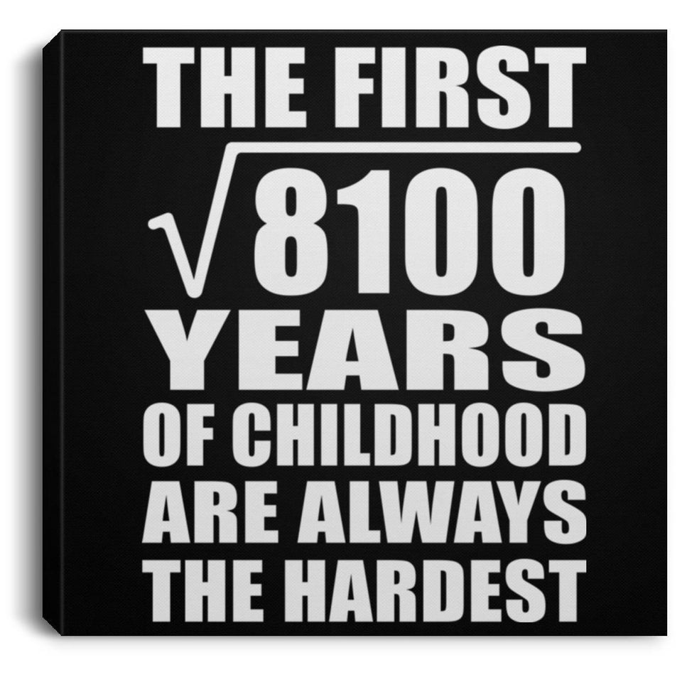 90th Birthday Square Root of 8100 Years of Childhood - Canvas Square