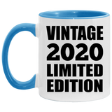 4th Birthday Vintage 2020 Limited Edition - 11oz Accent Mug Blue
